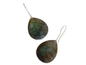 Gemshine - Damen - Ohrringe - 925 Silber - Labradorit - Grau - CANDY - Tropfen - 3,5 cm
