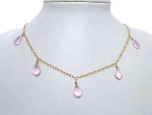 Gemshine - Damen - Halskette  - Vergoldet - Quarz - Tropfen - Facettiert - Rosa - 50 cm - Lngenverstellbar