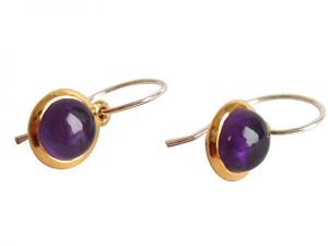 Gemshine - Damen - Ohrringe - 925 Silber - Vergoldet - Amethyst - Violett - 20mm