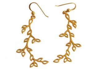 Gemshine - Damen - Ohrringe - 925 Silber - Vergoldet - Lotus Blten Bltter - LEAVES - 6,5 cm